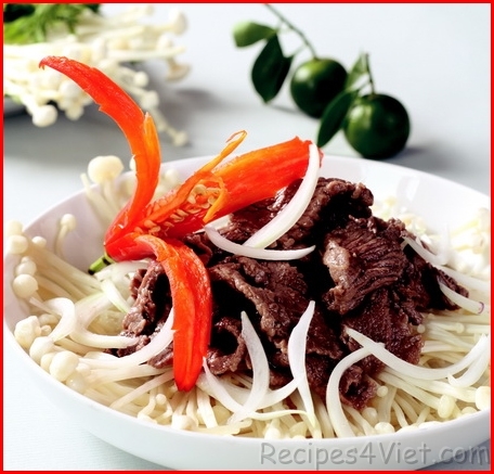 thit bo xao nam kim cham thit bo xao nam kim cham