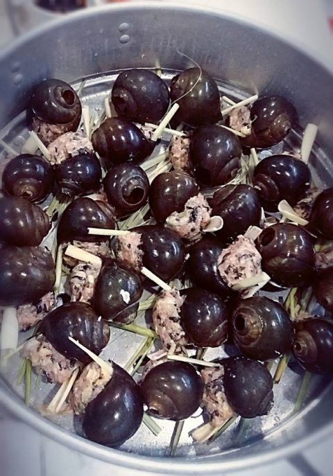 cách làm ốc bươu nhồi thịt hấp sả