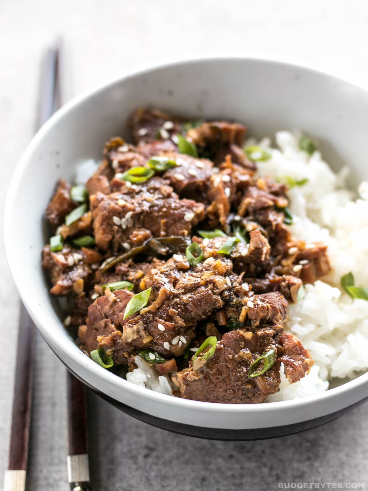 This tender, rich, and flavorful Slow Cooker Sesame Beef is extremely versatile and only requires a few ingredients that can be found at most grocery stores. BudgetBytes.com