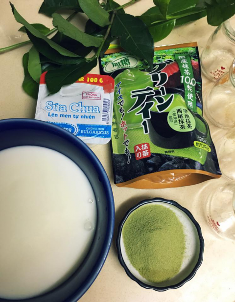 cach lam sua chua tra xanh 1